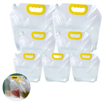 Trinkbeutel-Set, 7 Stück, transparent, 1,5–5 l, BPA-frei