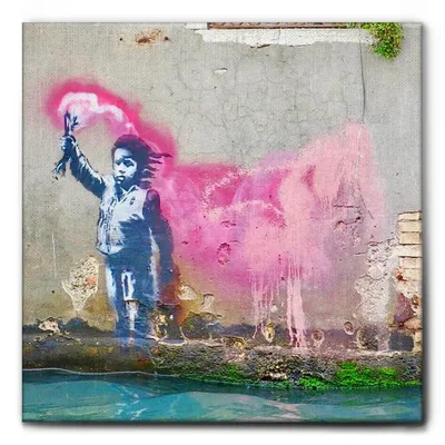 Immagine prodotto di Giallobus - Naufrago bambino - Banksy - 100L x 100l cm - Quadro - Tela Canvas Telaio Standard