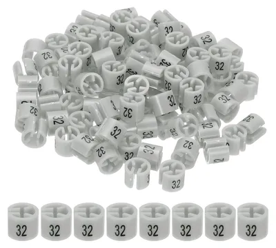100 Kleiderbügel-Markierungen, Größe 32, für 3 mm Stab, grau