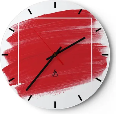 Produktbild von Wanduhr - Rund - Glasuhr - Rot Farben Stück - 30x30cm - Schleichendes Uhrwerk - Lautlos - zum Aufhängen bereit - Dekoration Modern - Wanddekoration aus Glas - C3AR30x30-5067