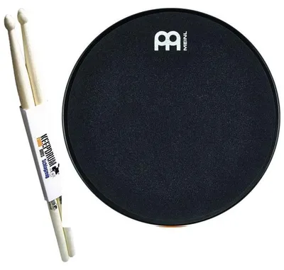 Image de Meinl MMP12BK Practice Pad 12 pouces avec baguettes de batterie