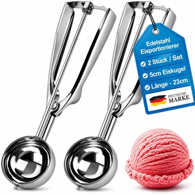 Produktbild von Eisportionierer 2er Set Eislöffel Edelstahl Eis Portionierer Eisschaufel Kelle