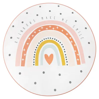 Produktbild von TT Home Teppich Kinderzimmer Kinderteppich Babymatte Regenbogen Motiv Mit Herz Design Größe 80 cm Rund