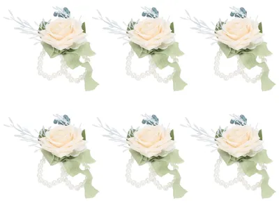 Pols-Corsage aus Kunstblumen, 6 Stück, Beige, für Hochzeit & Party