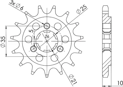 Produktbild von Ritzel Supersprox 525 - 14Z CST-1448:14|grobverzahnt 21,4/25,0