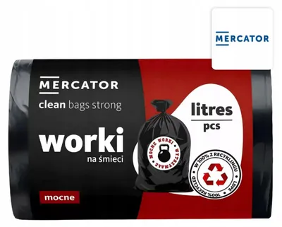 Zdjęcie produktu dla Worki na śmieci Mercator czarny 35 l 50 szt. mocne 35l czarne ldpe clean 50sztuk/rolka