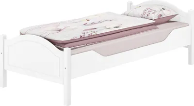 Produktbild von Einzelbett weiß 90x200 Futonbett Bettrahmen Singlebett Zubehör wählbar V-60.30-09Wohne Zubehör