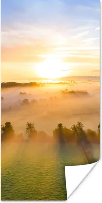 Produktbild von MuchoWow® Poster Farbenfroher Sonnenaufgang über einer ruhigen Landschaft 20x40 cm - Plakat - Foto