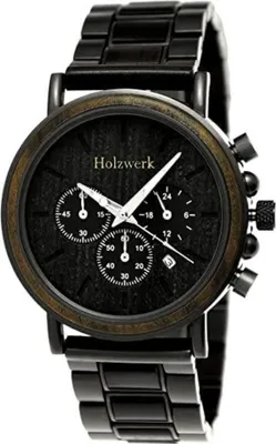 Produktbild von Holzwerk BITBURG Herren Edelstahl & Holz Uhr Chronograph mit Datum, schwarz
