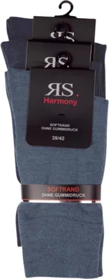 Produktbild von 3 Paar Socken Baumwolle Herren mit Softrand o. Gummi RS Harmony Gr. 43/46 jeans