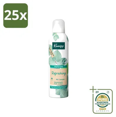 Image de 25 flacons de mousse douche Kneipp, menthe et eucalyptus, 200 ml, lot de 25