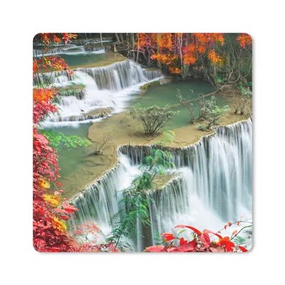 Produktbild von MuchoWow® Mauspad Mousepad Bäume - Wasserfall - Herbst - Natur 20x20 cm - Mousepads - Maus Mat - Pad - Mausunterlage - Desk Mat - Bureauartikeln
