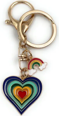 Produktbild von Onwomania - Regenbogenherz blau Wolke - Schlüsselanhänger aus Metall, ideal als Geschenk z.B. für den besten Freund, die beste Freundin, Mama - Für Männer, Frauen & Kinder