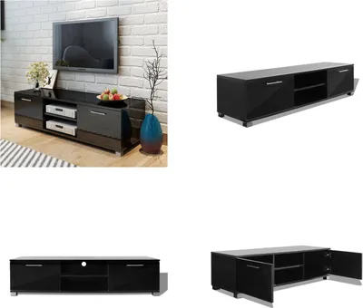 Produktbild von vidaXL TV Schrank Hochglanz Schwarz 120x40,5x35 cm - TV-Schrank - TV-Schränke - HiFi-Schrank - HiFi-Schränke