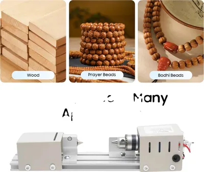 Productafbeelding van Mini houten draaibank, DC 12-24V, 96W nominaal vermogen, toerentalbereik 4000-9000 tpm, spindeldiameterbereik 0,6-6mm, geschikt voor hout en gebedskorrels