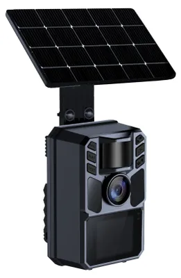 Produktbild von Wildkamera 4K mit 48MP, Solar Wildtierkamera mit Bewegungsmelder, 0,1s Auslösezeit, Nachtsicht Fotofalle mit 5000mAh Akku, IP67 Outdoor Kamera