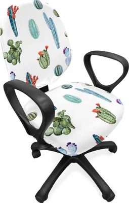 Produktbild von ABAKUHAUS Kaktus Bürostuhl Schonbezug, Blossomin Aquarell, dekorative Schutzhülle aus Stretchgewebe, Mehrfarbig