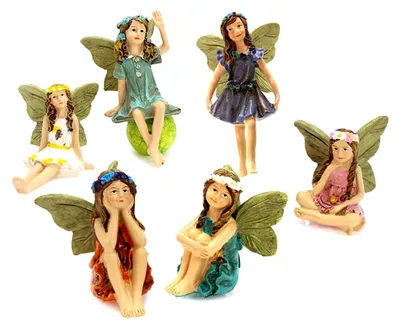 Produktbild von 6 Stück Harz Fee Statuen, Miniatur Feenfiguren für den Garten