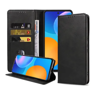 Immagine prodotto di Smartphonica Custodia per telefono adatta a Huawei P Smart (2021) Custodia in ecopelle con chiusura magnetica e portacarte Custodia a libro con patta - Nero