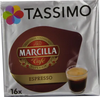 Obrázek produktu pro Tassimo Marcilla Espresso, káva, kávové kapsle, mletá pražená káva, 16 T-disků