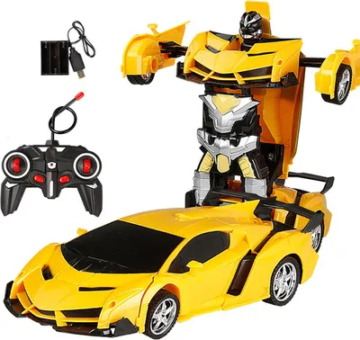 Obrázek produktu pro 1: 18 Remote Control Transforming Car One- tlačítko Deformace Robot auta hračky pro 3-12 let staré děti žluté