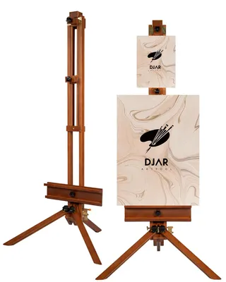 Bodenstaffelei, 80,49 x 80,49 x 172 cm, Buchenholz, Walnuss