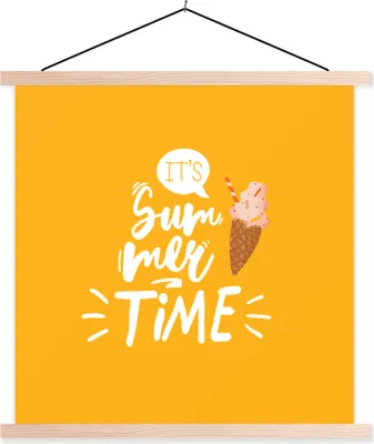Produktbild von MuchoWow® Textilposter Sommer - Eiscreme - Weiß 40x40 cm mit holzfarbenen Rahmen - Posterleiste