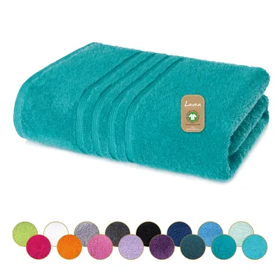 Produktbild von Lavea® Duschtuch 70x140 cm, 100% Baumwolle, Frottee, saugstark, Badetücher, Badezimmer, Sport, Wellness, Frottierserie Bali – Ozeanblau