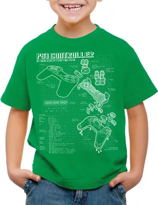 Produktbild von style3 PS1 Controller Blaupause Kinder T-Shirt PS gamepad konsole classic gamer