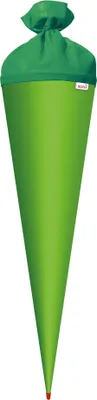 Produktbild von Bastel-Schultüte groß grün - 70 cm rund - extra stabil durch Rot(h)-Spitze mit grünem Filz-Verschluss