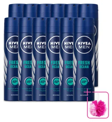Obrázok produktu pre 12 kusov deodorantu NIVEA MEN Fresh Ocean vo forme spreju - 150 ml - balenie pozostávajúce z 12 kusov