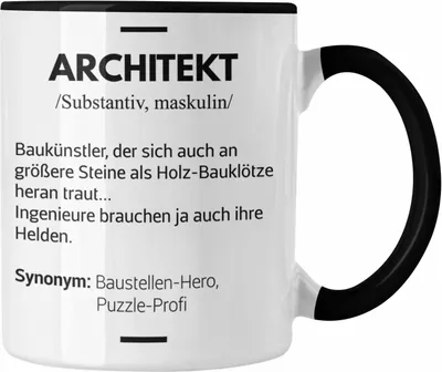 Produktbild von Trendation - Architekt Geschenke Tasse Lustig Kaffeetasse mit Spruch Architektur Architekten Geschenkidee Spruch (Schwarz)
