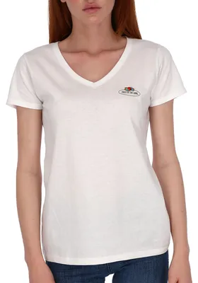 Produktbild von Fruit of the Loom Damen T-Shirt mit V-Ausschnitt mit Vintage-Logo Farbe: weiß (weiß 30) Größe: XL