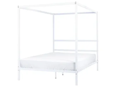 Produktbild von BELIANI Himmelbett Weiß Metall 140 x 200 cm 4 Pfosten Elegant Modern Stilvoll Minimalistisch Designer Bett für Schlafzimmer