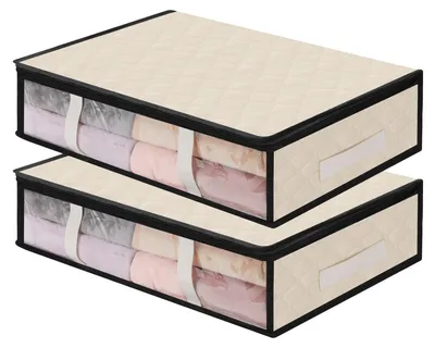 Produktbild von Unterbettkommode Aufbewahrungsbox Unterbett-Aufbewahrung - Mit Sichtfenster - 60 x 45 x 15 cm - 2 Stück - Faltbar