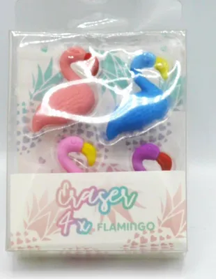 Obrázok produktu pre 4 gumy s plameniakom veľké 3 cm