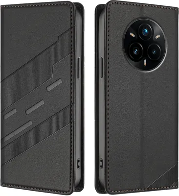 Obrázek produktu pro Pouzdro pro Realme 14 Pro+,Polyuretankožené peněženkové pouzdro s přihrádkou na karty a funkcí stojánku Schwarz
