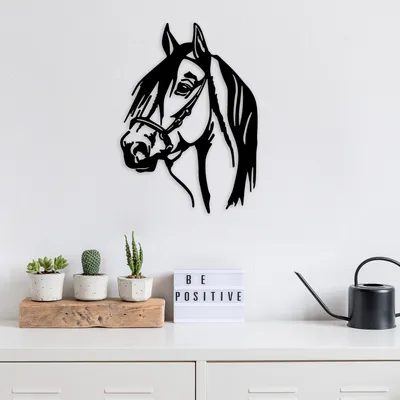 Obrázok produktu pre Wallity, Hlava koňa, dekorácia na stenu, čierna, kov, 40 x 55 cm