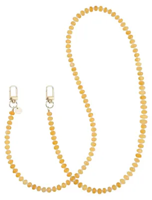 Produktbild von Lange Handykordel in Staubgelb mit goldenen Haken und Easy Cord Clip für Handyhülle