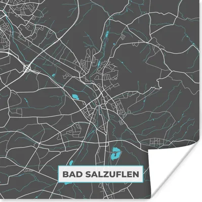 Produktbild von MuchoWow® Poster Stadtplan - Karte von Deutschland - Blau - Bad Salzuflen - Karte 50x50 cm - Wohnzimmerdekoration