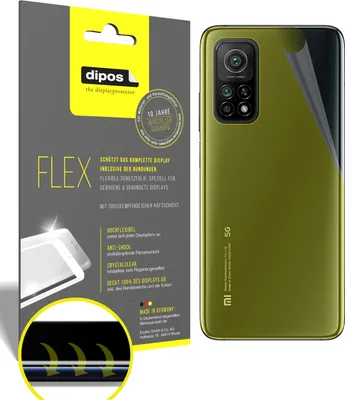 Produktbild von 3x Schutzfolie für Xiaomi Mi 10T Pro Rückseite Folie, 100% Displayabdeckung, dipos Flex