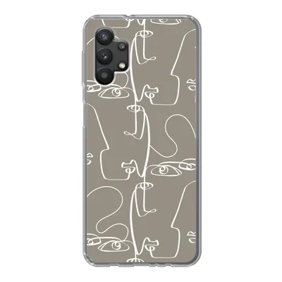 Produktbild von MuchoWow® Handyhülle Schutzhülle Hülle für Samsung Galaxy A32 5G Muster - Kopf - Strichzeichnung Silikon Softcase Handy Hülle - Softcase