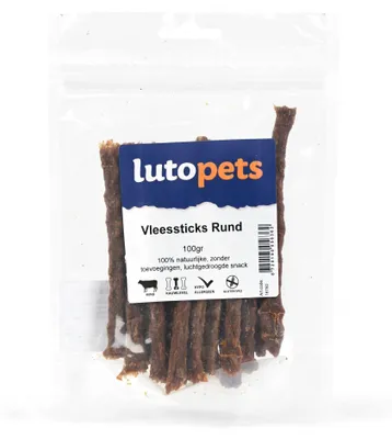 Productafbeelding van Lutopets Vleessticks Rundvlees – 100 g – Honden snack