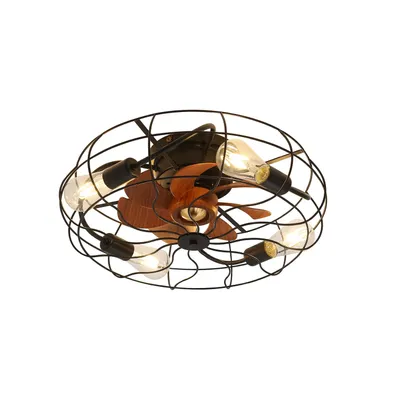 Produktbild von 20-Zoll-Deckenventilator mit Licht, 6 Windgeschwindigkeiten, Retro, energiesparend und leise