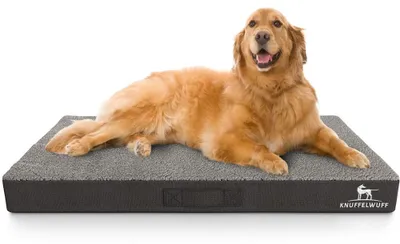 Produktbild von Knuffelwuff orthopädische Hundematte Ellenie aus Teddymaterial und Velours 120 x 72cm Grau