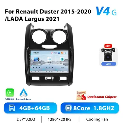 Produktbild von Für Renault Duster 2015–2020 - 2-DIN Android Autoradio - 23 cm Touchscreen - 8‑Kern CPU - 4+64 GB - Android 13 - GPS Navigation - RDS