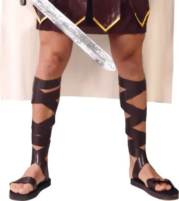 Römer Sandalen Gr. 45 Römerlatschen braun für Herren Antike Kostüm-Zubehör Accessoire Fasching Karneval Mottoparty