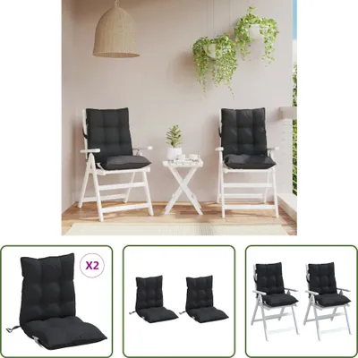 Produktbild von The Living Store Niedriglehner-Auflagen 2 Stk. Schwarz Oxford-Gewebe