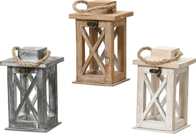 Image de Lanterne Décorative Sapin Ambiance Chaleureuse Bois Naturel - Decoris