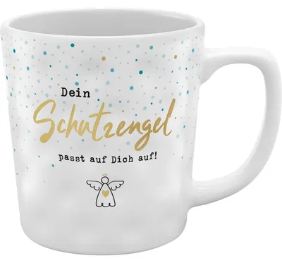 Mok mit Schutzengel-Motiv, Steinzeug, 37 cl, mehrfarbig